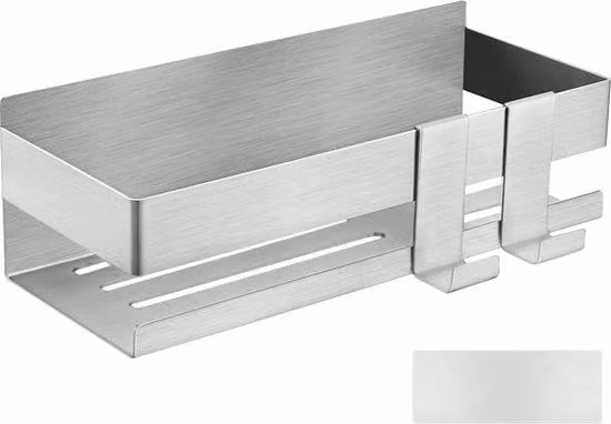 Supporto per doccia RVS - Supporto autoadesivo per doccia - Supporto a muro - Con presa perfetta - Ripiano da bagno - 22 cm - Argento