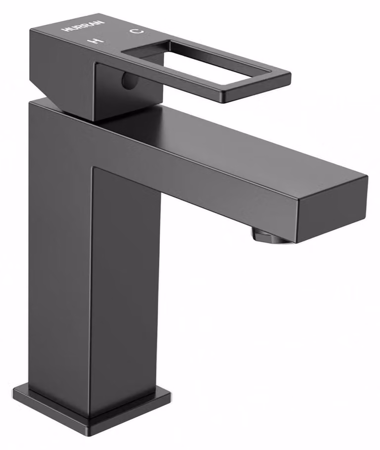 Miscelatore monocomando per lavabo, finitura nera opaca, acciaio inossidabile 304