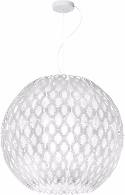 Lampada a sospensione Slamp Charlotte Globe in vetro trasparente e bianco con altezza regolabile