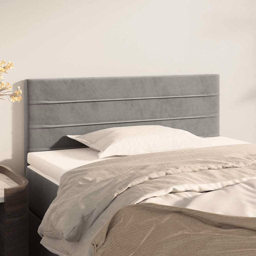 Testiera per letto vidaXL in velluto grigio chiaro, L: 90 cm, P: 5 cm, H: 78-88 cm