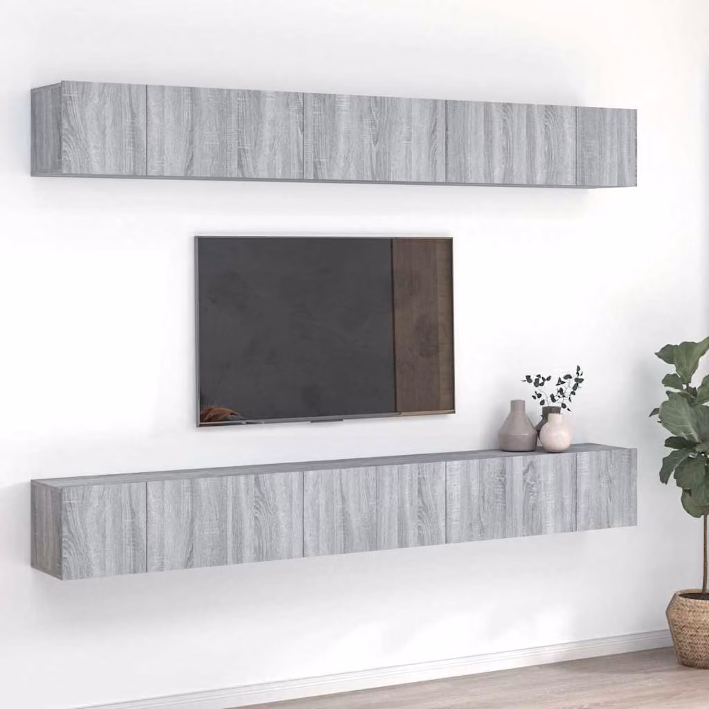vidaXL Mobili Porta TV 8pz Grigio Sonoma in Legno Multistrato L: 60 cm, P: 30 cm, H: 30 cm