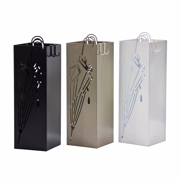 Portaombrelli in metallo VESTIAMO CASA con ganci design moderno e finitura opaca H 48 cm x L 15 cm x P 15 cm