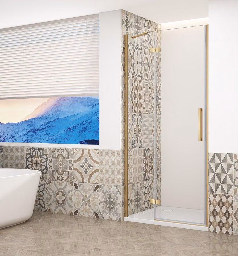 Porta doccia Gelco TRINITY GOLD MATT per nicchia, 1200mm, vetro trasparente, apertura a sinistra - GT1212CL-G