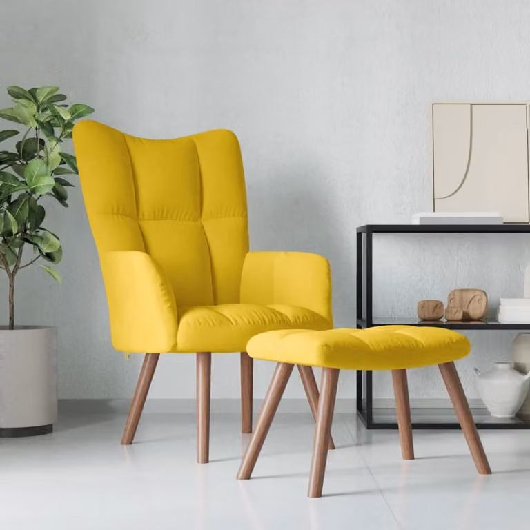 Maison Exclusive - Poltrona relax con poggiapiedi in velluto giallo senape