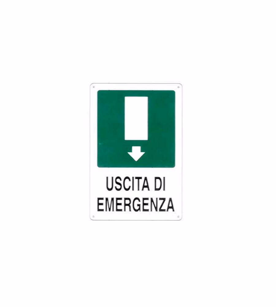 Cartello Uscita Emergenza Giu'    20X 30 Alluminio