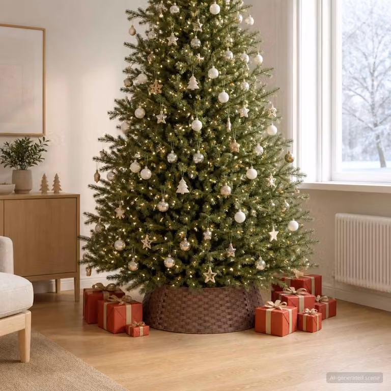 vidaXL Collare per Albero di Natale Rotondo Marrone Scuro polyrattan