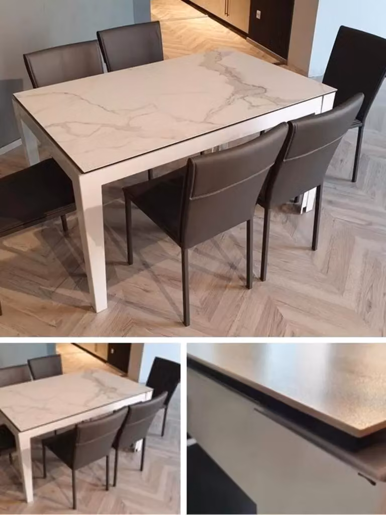 Tavolo rettangolare allungabile in vetro serigrafato bianco Mobili 2G L: 140 cm, P: 90 cm, H: 76 cm (aperto L: 190 cm, P: 90 cm) – 2