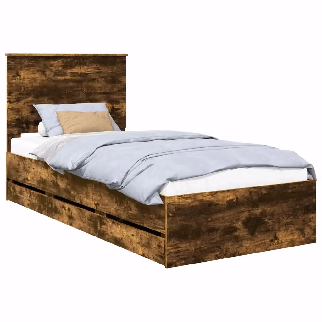 Struttura letto con cassetto vidaXL in legno Rovere fumé 90 x 190 cm – 2