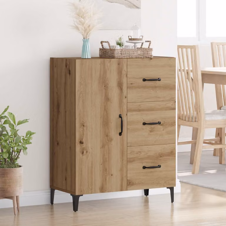 Credenza moderna vidaXL in legno color rovere marrone L: 69,5 cm, P: 34 cm, H: 90 cm