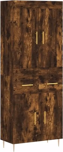 Credenza | Madia | Buffet da pranzo | Armadio da pranzo Rovere Fumo 69,5x34x180 cm in Legno Multistrato