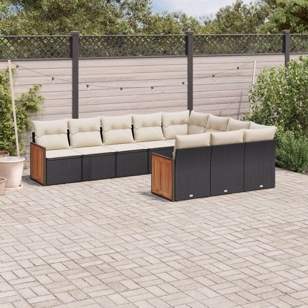 Maison Exclusive - Set Divani da Giardino 10pz con Cuscini in Polyrattan Nero