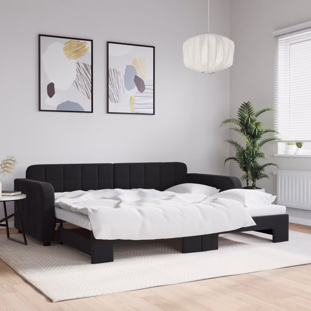 vidaXL Divano Letto con Letto Estraibile in Velluto Nero