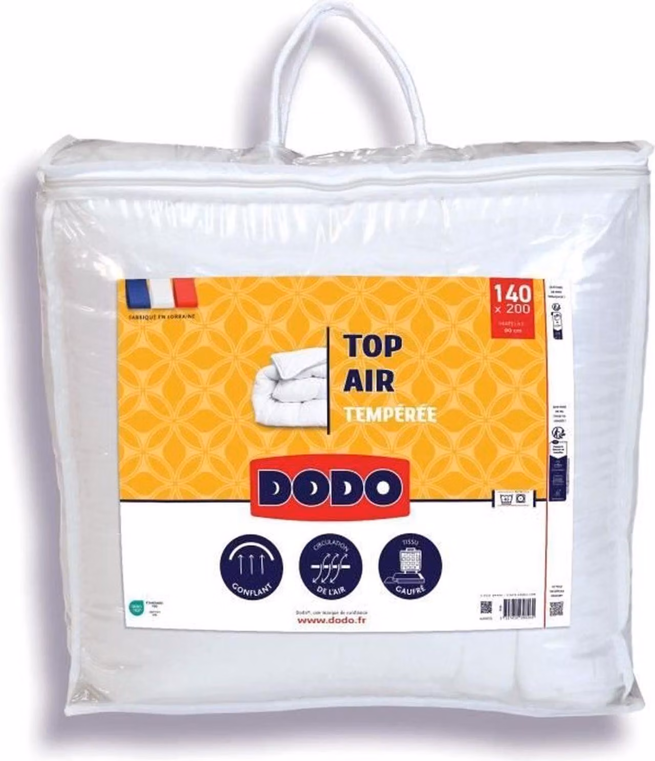 Piumino per temperature moderate - DODO - TOP AIR - 140 x 200 cm - 300 g/m² - Bianco