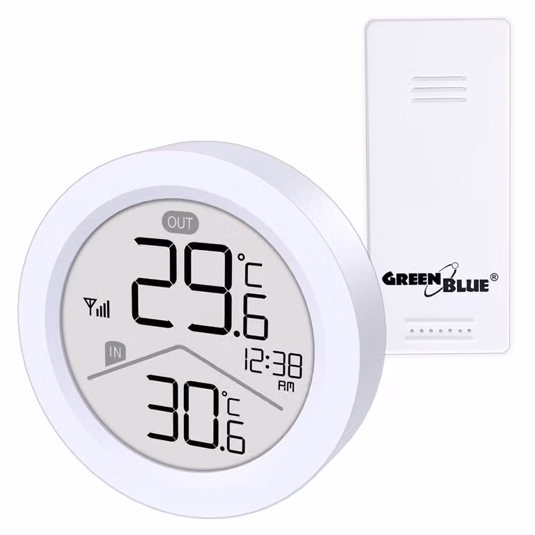 Stazione meteorologica wireless GreenBlue Temperatura interna/esterna Orologio con selezione °C / °F Portata fino a 60 m GB162