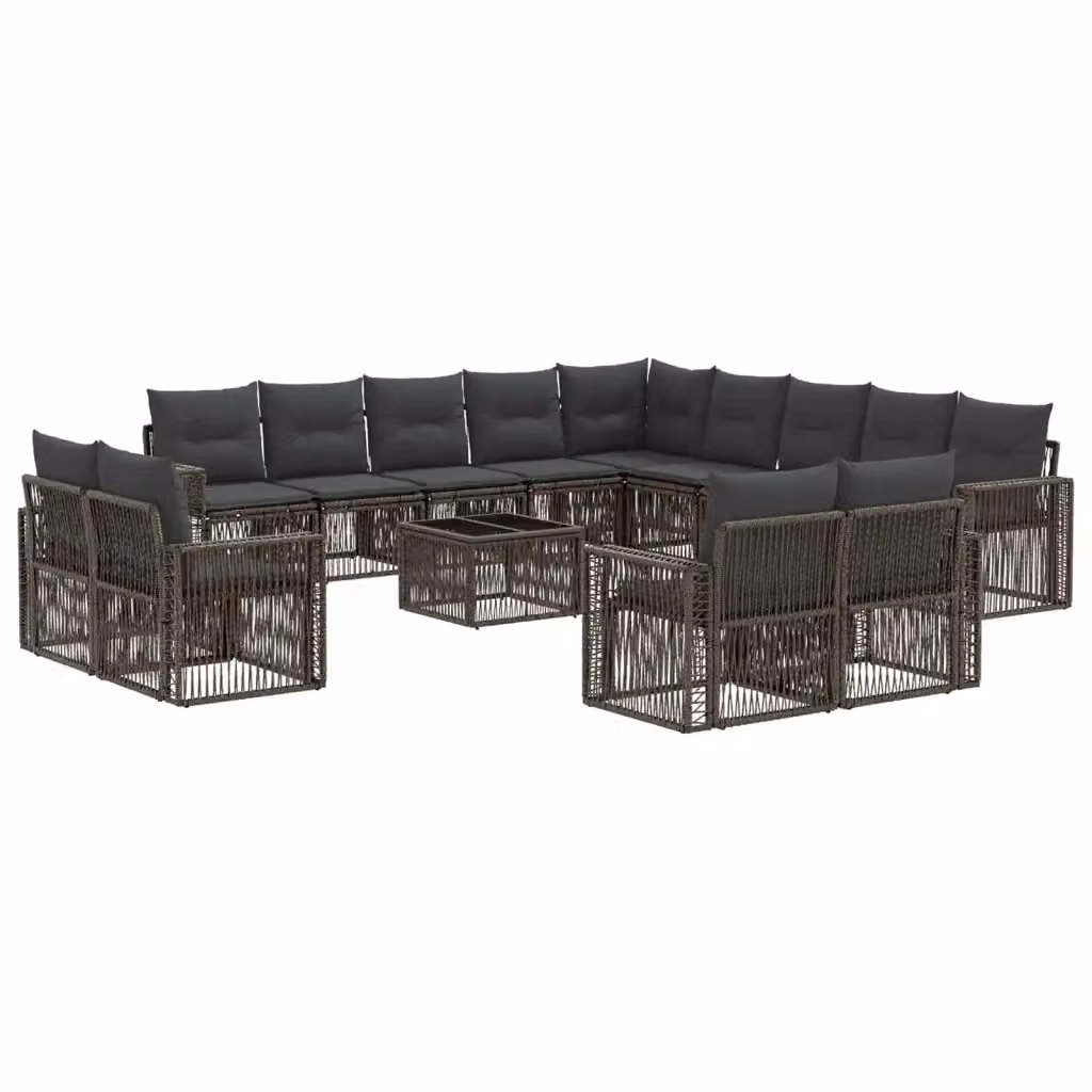 Set Divano da Giardino vidaXL 14 Pezzi in Polyrattan Grigio e Grigio Scuro con Struttura in Metallo per Giardino, Balcone o Terrazza – 2