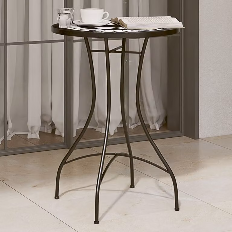 vidaXL Tavolino da Bistrot con Mosaico in Ceramica Nero e Bianco, Ø 50 cm x 70 cm