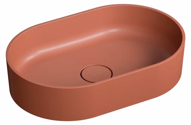 Omnires OVO M+ OVOUNTE Lavabo da appoggio 55x36cm, marmo composito, terracotta