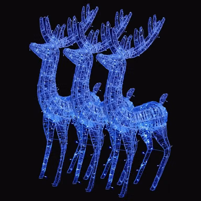 XXL Renna decorazione natalizia acrilica 250 LED 3 pezzi 180 cm