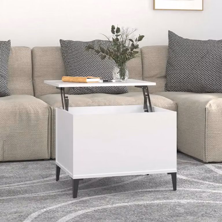 vidaXL Tavolino da Salotto Moderno Bianco con Meccanismo a Sollevamento L/P/H: 60 x 44,5 x 45 cm