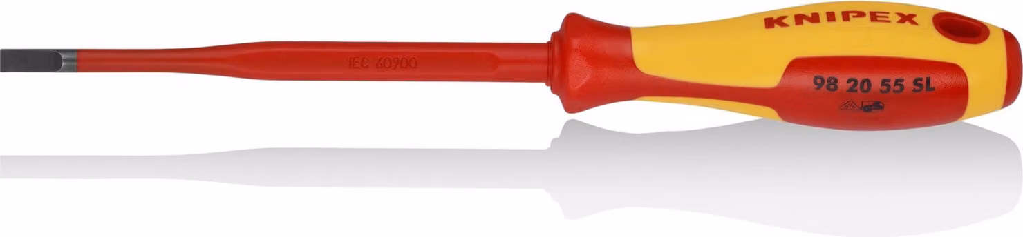 KNIPEX 98 20 55 SL Cacciavite (Slim) per viti con intaglio isolante impugnatura multicomponente, VDE brunito 232 mm