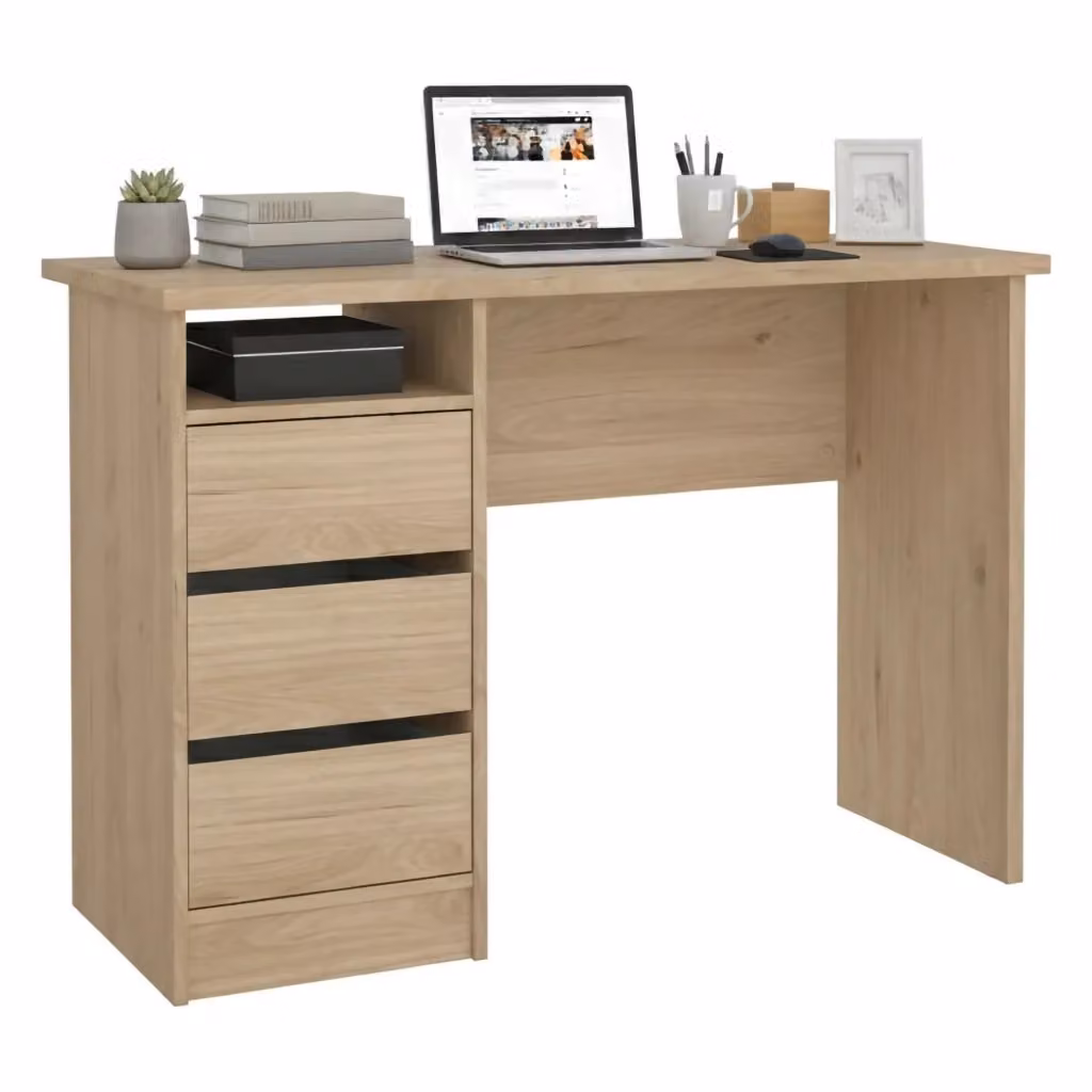 Scrivania DMORA moderna in legno color rovere, tavolo da ufficio rettangolare L 110 cm x P 48,5 cm x H 76 cm – 2