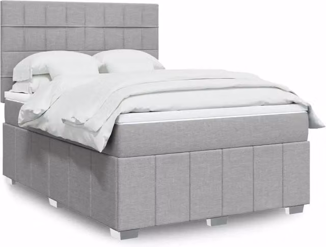 Giroletto a Molle con Materasso Grigio Chiaro 140x190cm Tessuto 3293963