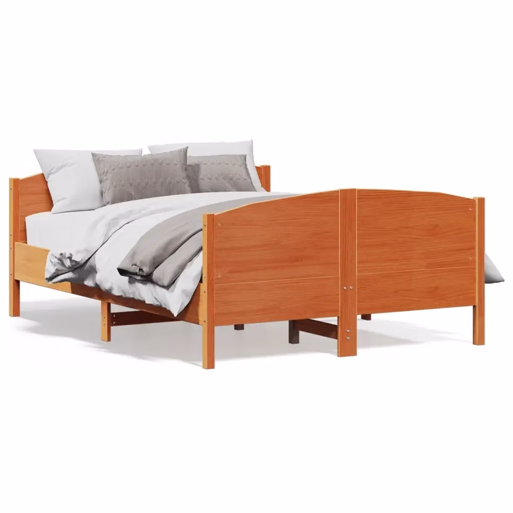 Giroletto vidaXL in legno massello di pino marrone cera con doghe piatte L/P/H: 200 x 140 x 30 cm – 2