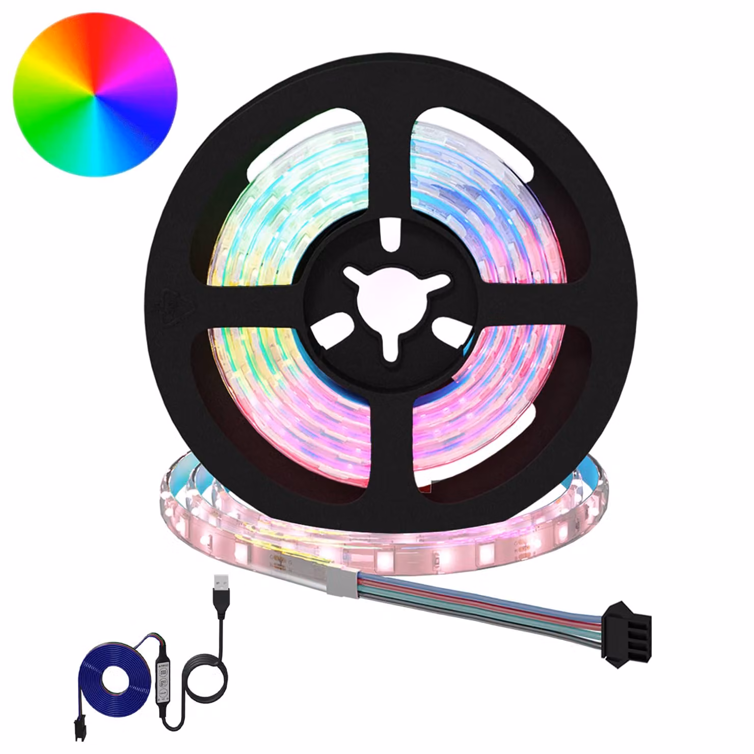 Set di 12 strisce LED RGB vidaXL multicolore con connessione USB in rame e plastica