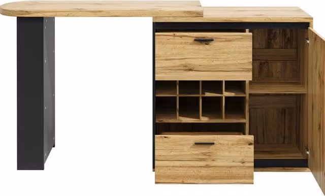 Tavolo da pranzo allungabile in MDF con struttura metallica, 138-220x39x105 cm, piano effetto legno