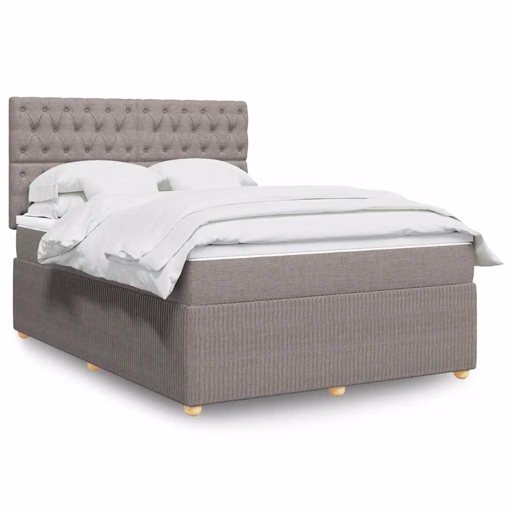 vidaXL Giroletto a Molle con Materasso Ibrido in Tessuto, Tortora, L/P/H: 140 x 200 cm