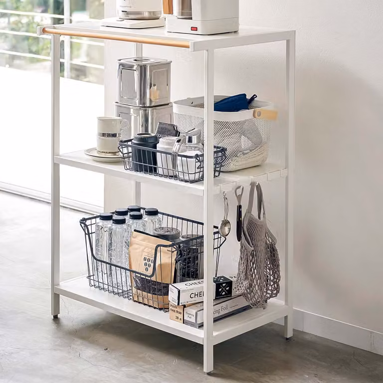 Yamazaki scaffale da cucina in piedi in metallo bianco 3 livelli 60x90x46cm "TOWER"