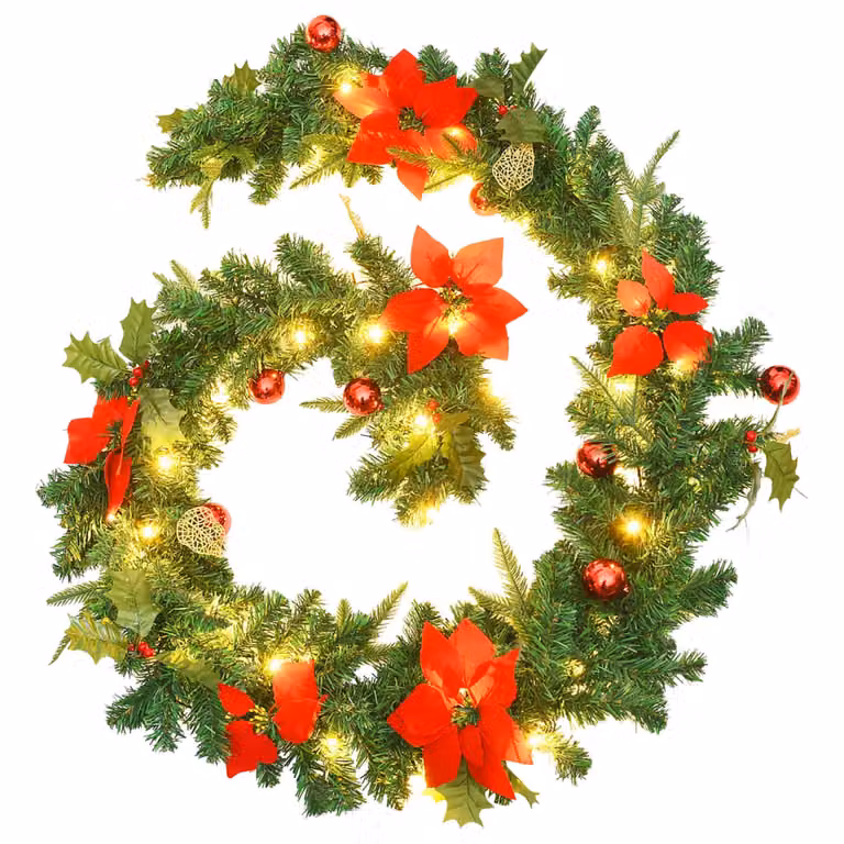 Ghirlanda Natalizia con Luci a LED Verde 2,7 m in PVC