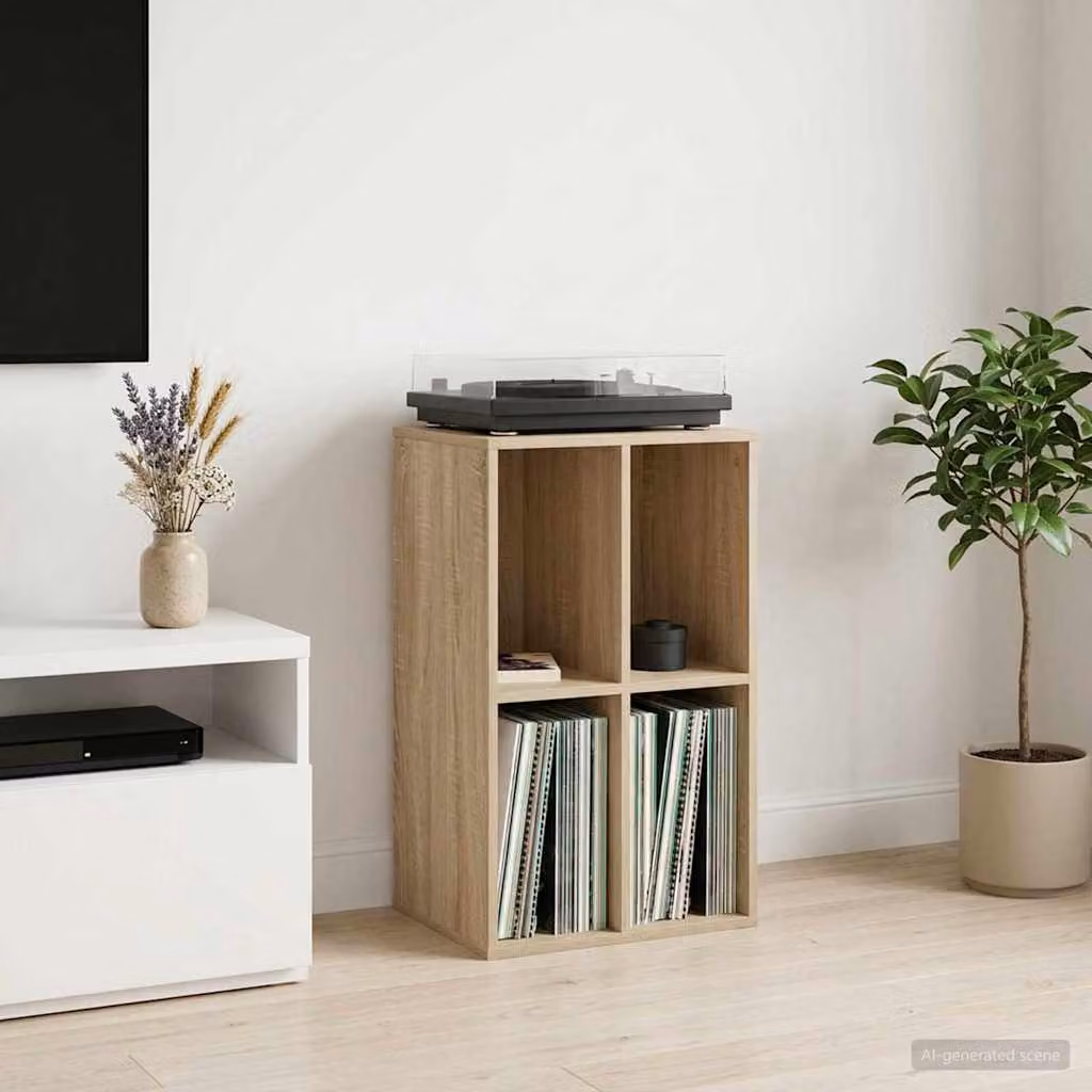 vidaXL Mobile porta vinili Rovere Sonoma, L 44,5 cm x P 36,5 cm x H 74,5 cm