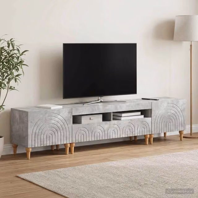 Mobile TV LED a 3 pezzi Grigio Cemento Legno ingegnerizzato 3416499