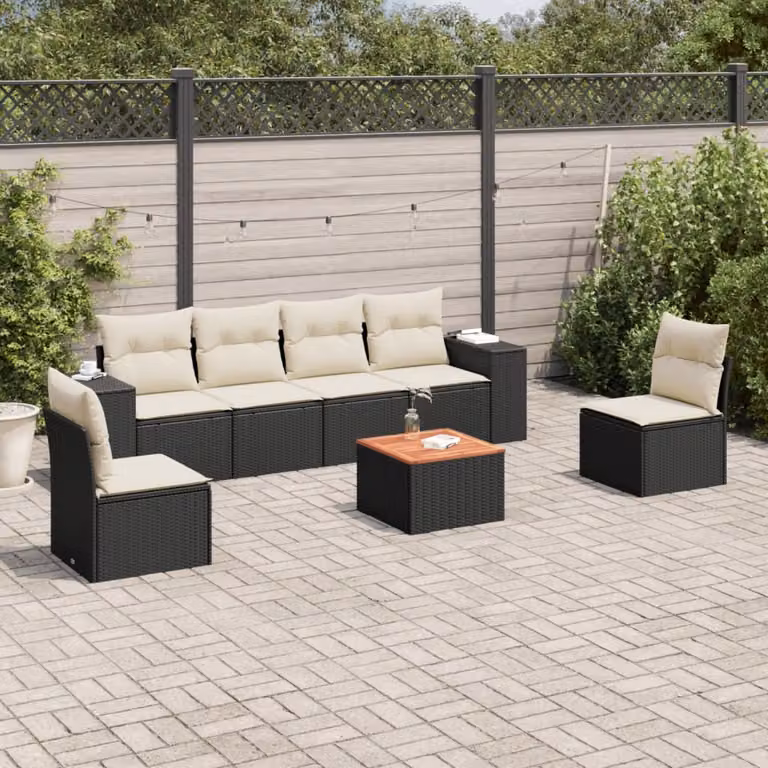 Maison Exclusive - Set Divani da Giardino con Cuscini 7pz Nero Polyrattan