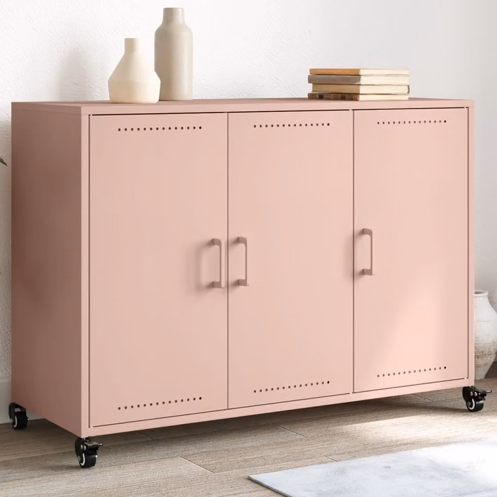 Credenza moderna vidaXL in metallo rosa L: 100,5 cm, P: 39 cm, H: 72 cm