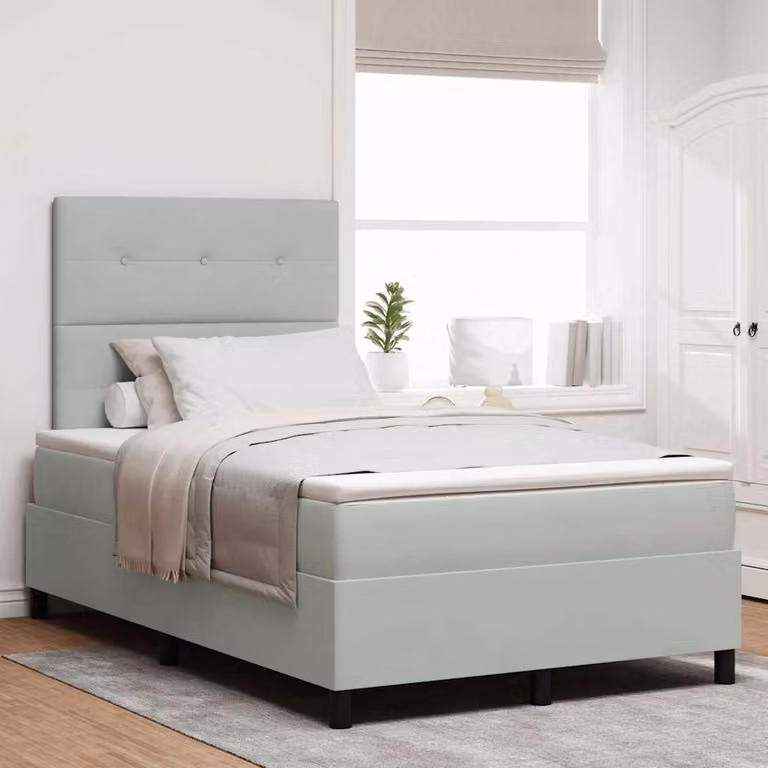 Maison Exclusive - Letto boxspring con testiera grigio chiaro 120 x 190 cm in velluto