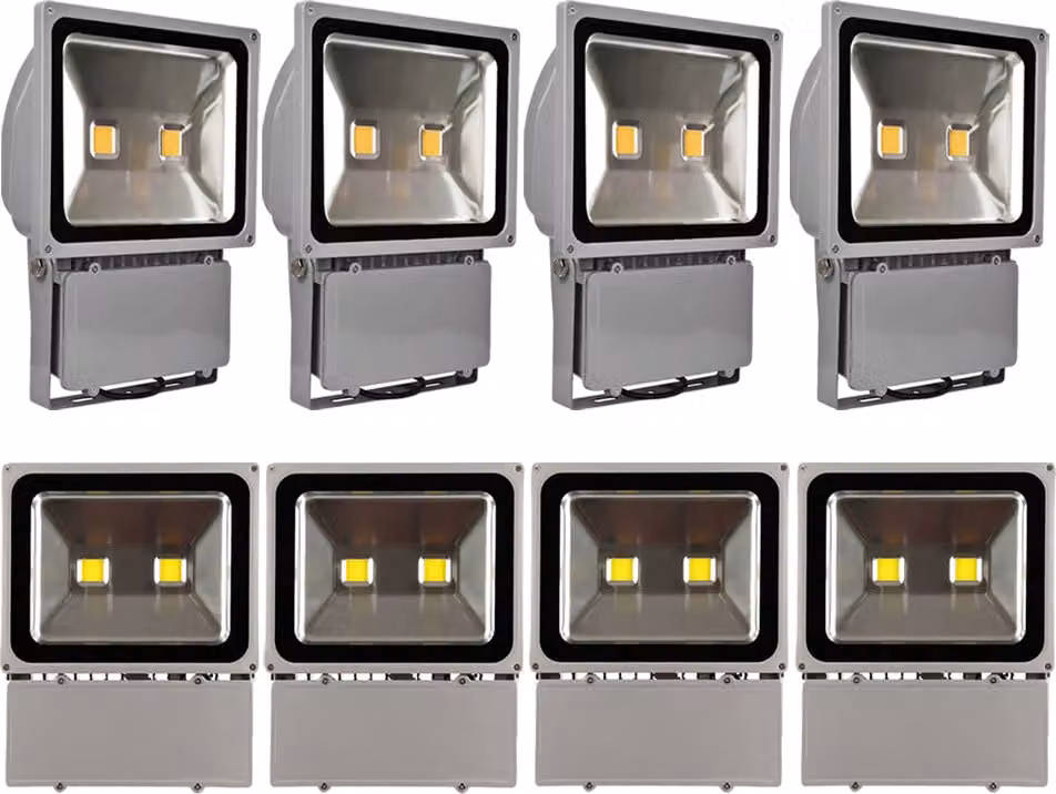 8 pezzi di proiettori LED da 100 W per esterni, Greenmigo, bianco freddo, impermeabili IP65, illuminazione di sicurezza super luminosa per giardino, cortile, magazzino, piazza, cartellone pubblicitario