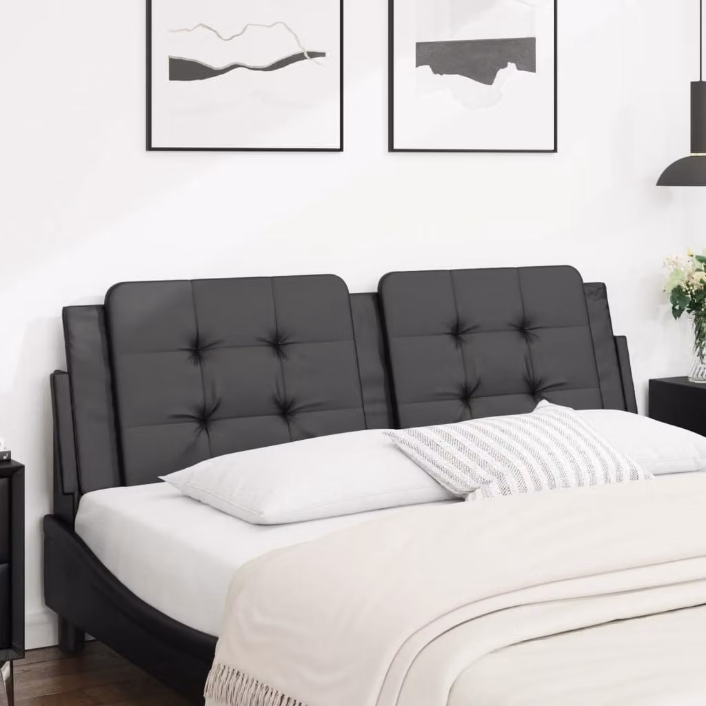 Testiera per letto vidaXL Zadar in similpelle nera, modello imbottito da parete, Larghezza: 160 cm