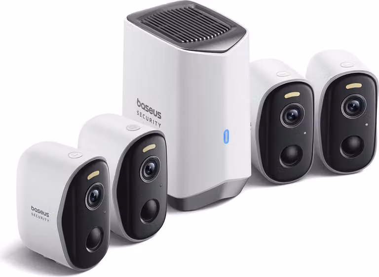 Kit di videosorveglianza Baseus Security N1 Plus, 2K HD, IP67, visione notturna, 270 giorni di durata della batteria, HomeStation H1 + 4 videocamere