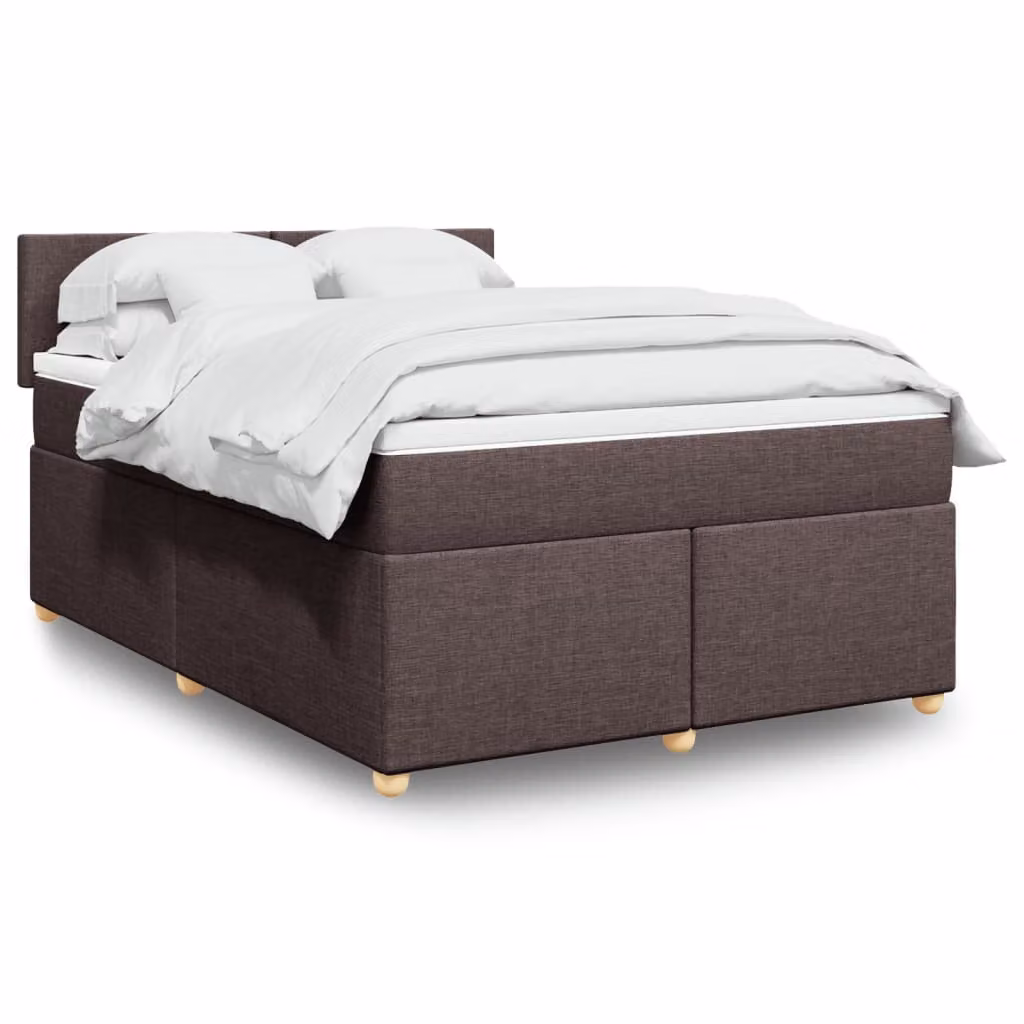 vidaXL Giroletto a Molle con Materasso Ibrido in Tessuto Marrone e Bianco L/P/H: 190 x 140 x 100,5 cm
