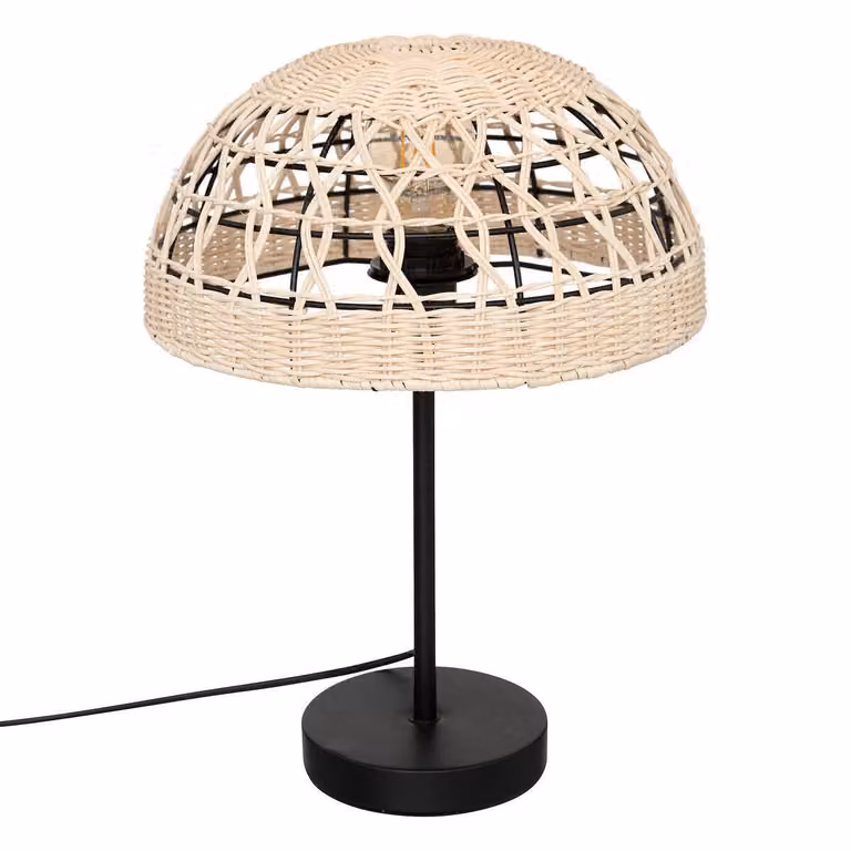Lampada da tavolo RORY, paralume intrecciato, H 41,5 cm