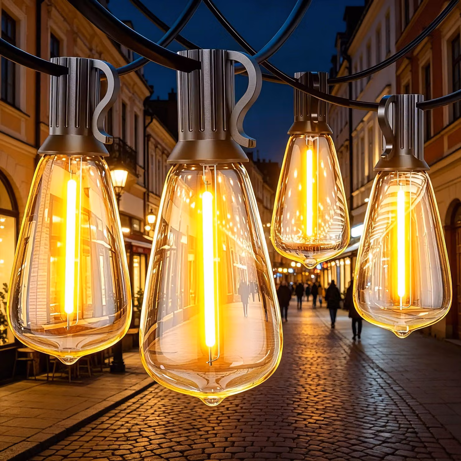 Catena luminosa a LED, 18 metri, 30 luci più 2 luci di riserva, grado di protezione IP44, luce bianco caldo, infrangibile