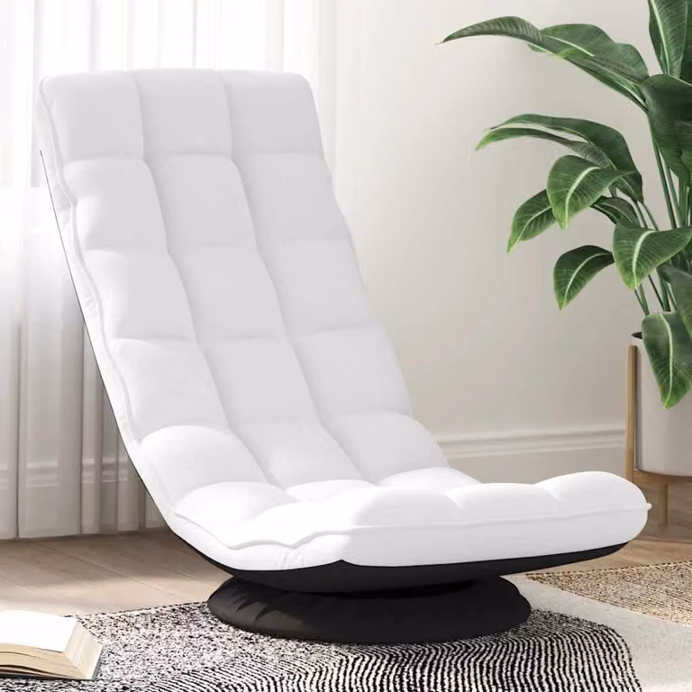 Sedia da terra girevole vidaXL in tessuto bianco L: 70 cm, P: 51 cm, H: 79 cm