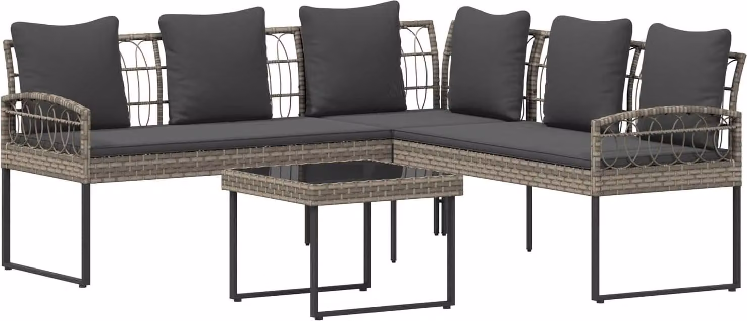 Set Divano da Giardino con cuscino 2 pcs Grigio