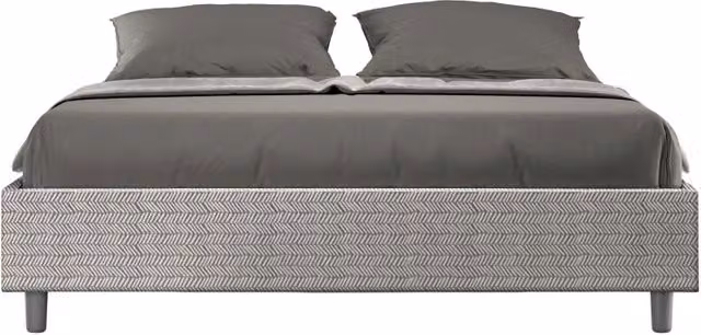 Letto Sommier imbottito Matrimoniale 160x200 cm tessuto Aragona Azelia - Bianco,Con rete