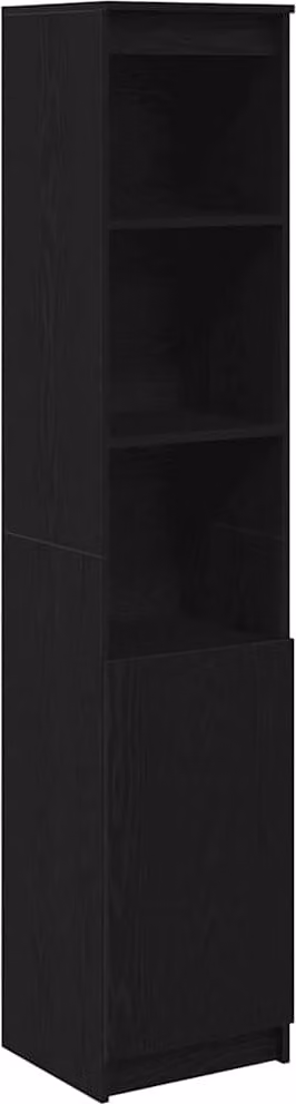 Credenza Rovere Nero 37,5x35x180 cm in Legno Multistrato