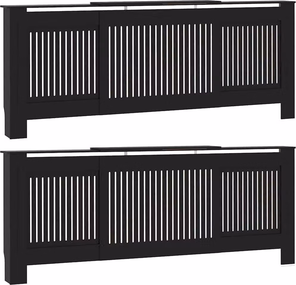 Copertura per radiatori 2 pcs Nero 205 x 20,5 x 81,5cm