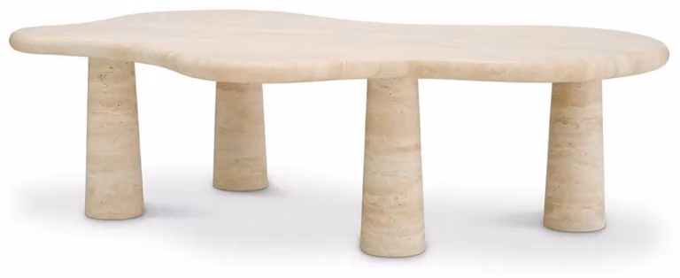 Casa Padrino Tavolino Beige 116 x 73 x H. 34 cm - Tavolo da soggiorno in pietra naturale travertino - Mobili da soggiorno - Mobili in travertino - Mobili - Arredamento