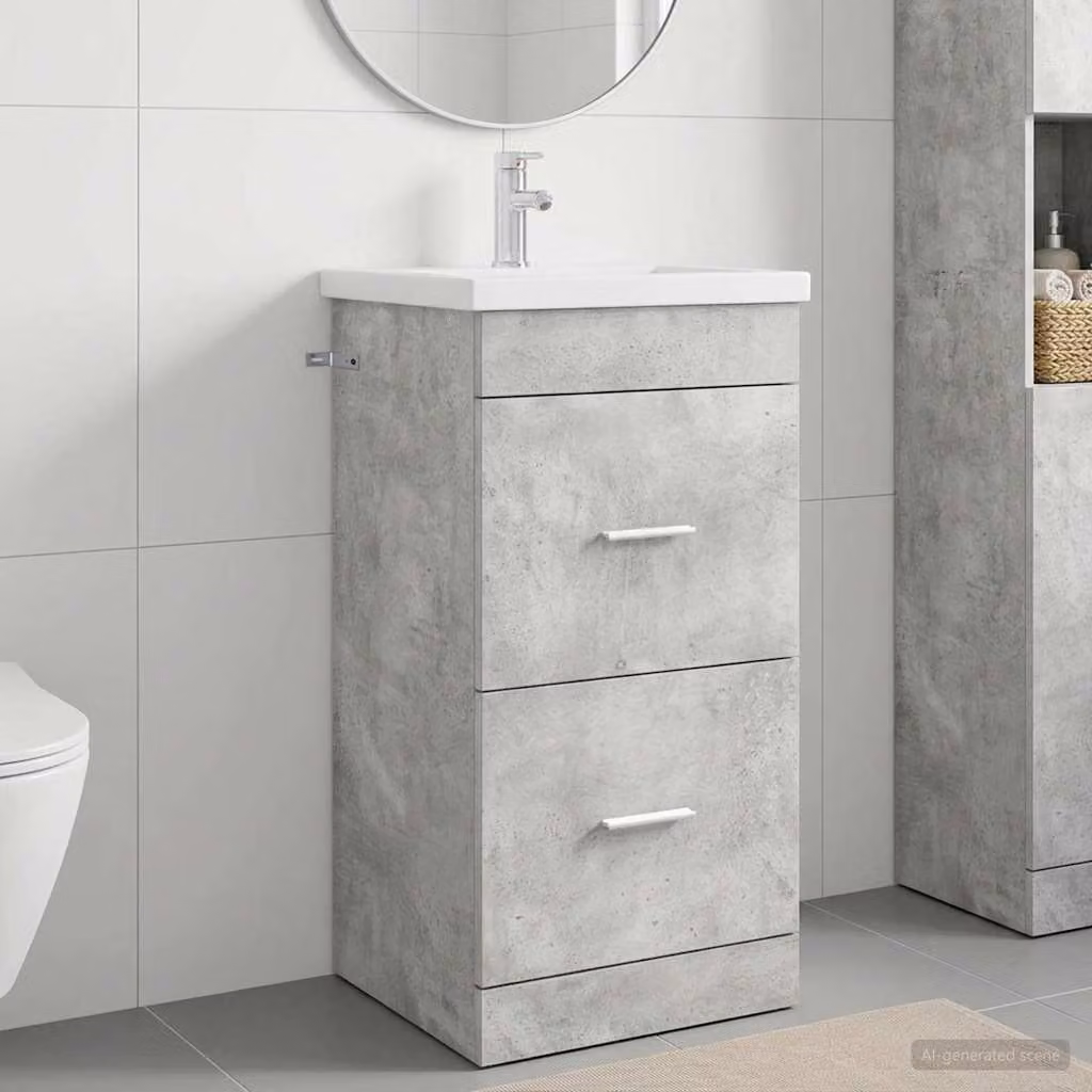 Mobile da bagno con lavabo vidaXL moderno Grigio Cemento L: 42 cm, P: 40 cm, H: 84,5 cm